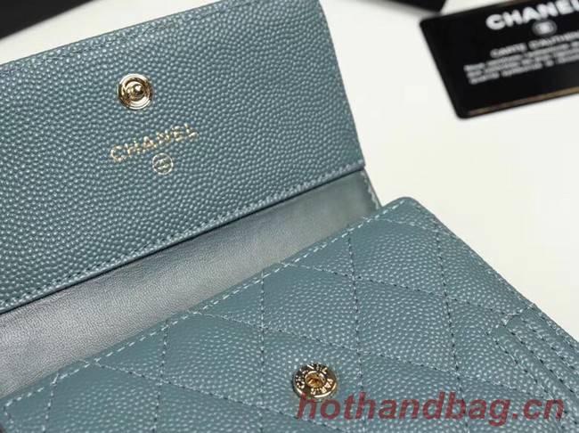 Chanel Calfskin Leather & Gold-Tone Metal A80734 light blue