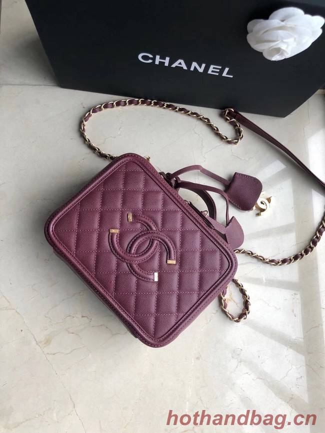 Chanel Original Leather Medium Cosmetic Bag 93443 Wine