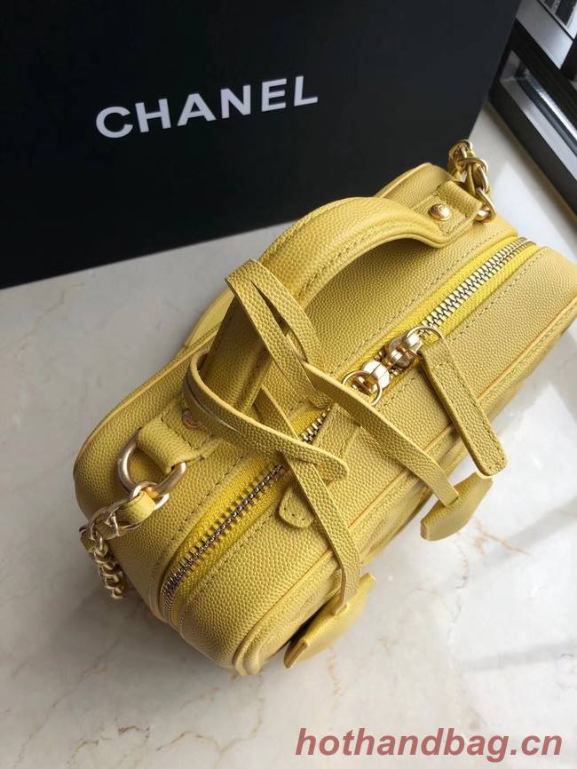 Chanel Original Leather Medium Cosmetic Bag 93443 Yellow