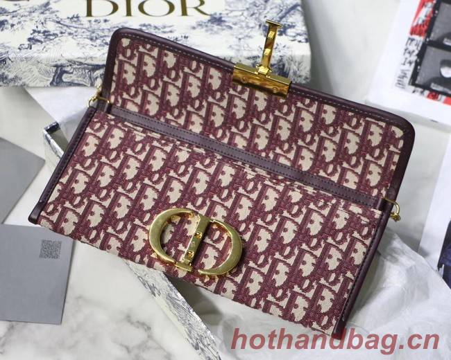 Dior 30 MONTAIGNE EMBROIDERED CANVAS Clutch bag M9206 burgundy