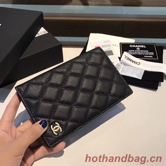 Chanel Calfskin Leather & Gold-Tone Metal Wallet A80385 Black