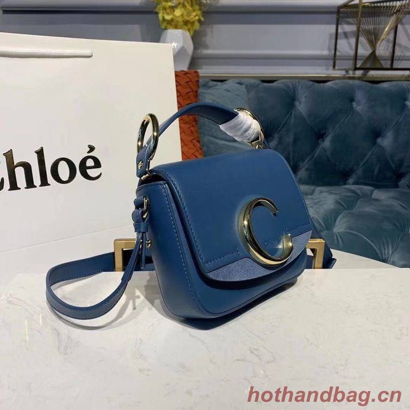 Chloe Original Calfskin Leather Top Handle Small Bag 3S030 Blue