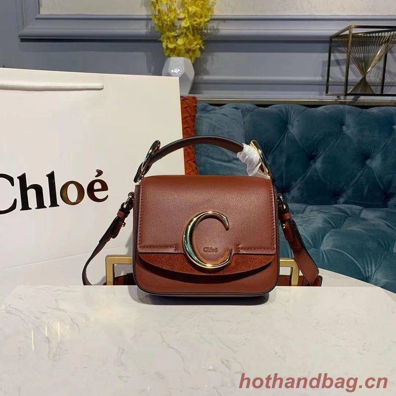 Chloe Original Calfskin Leather Top Handle Small Bag 3S030 Brown