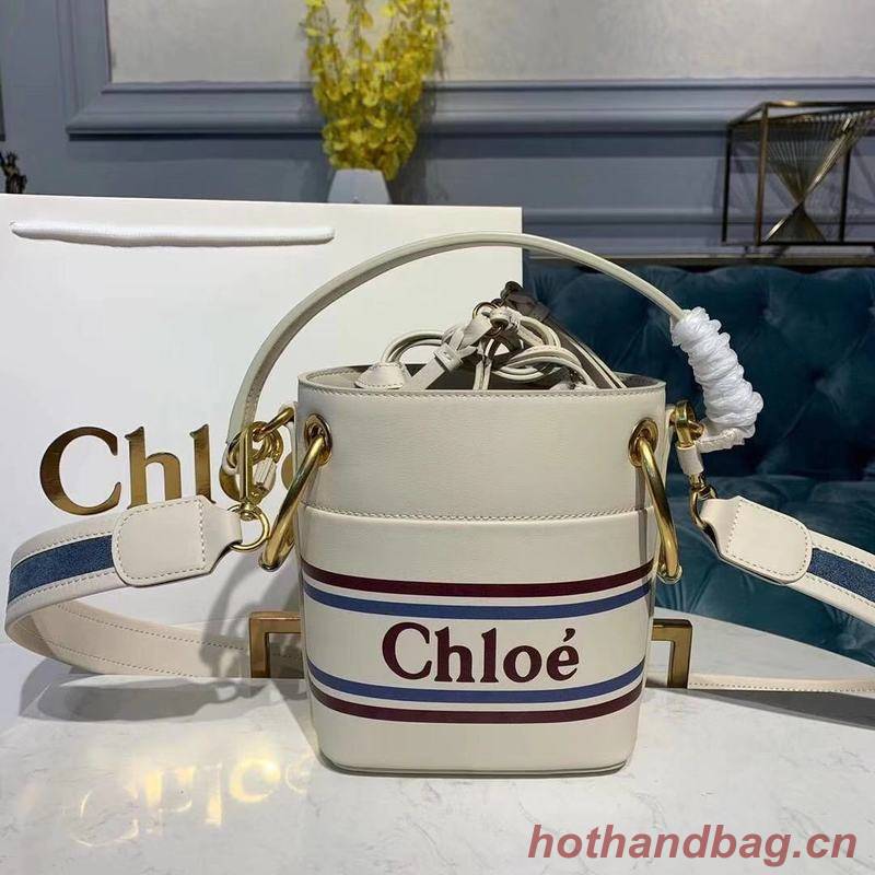 Chloe Roy Mini Smooth Leather Bucket Bag 3S508 White