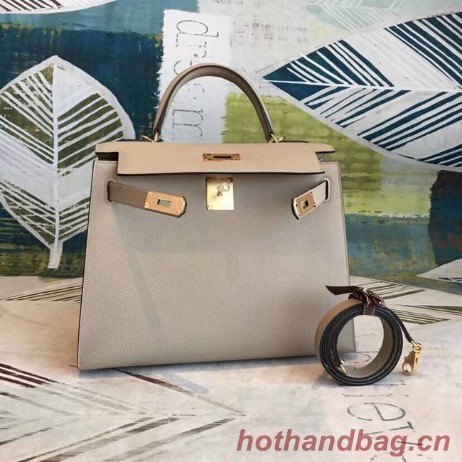 Hermes original Kelly Epsom Leather KL32 Beige