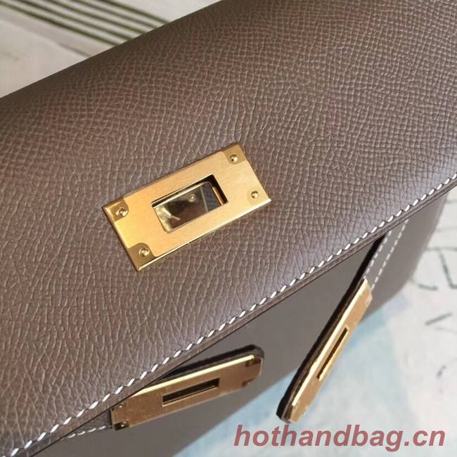 Hermes original Kelly Epsom Leather KL32 dark grey