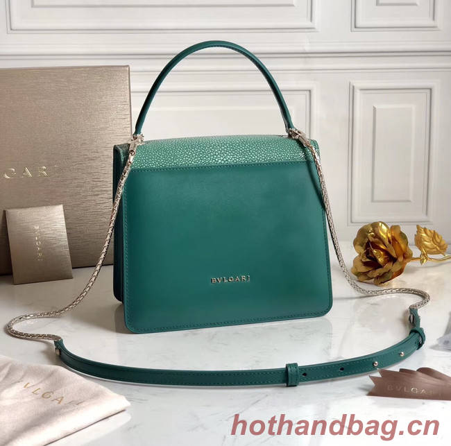 Bvlgari Serpenti Forever Pearl fish skin&Calfskin Leather small crossbody bag 288687 green