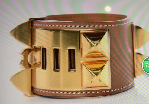 Hermes Brown Leather Gold Bangle 1175