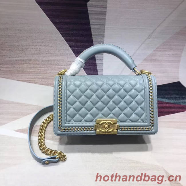 Chanel Leboy Original Calfskin leather Shoulder Bag H67086 light blue & gold -Tone Metal