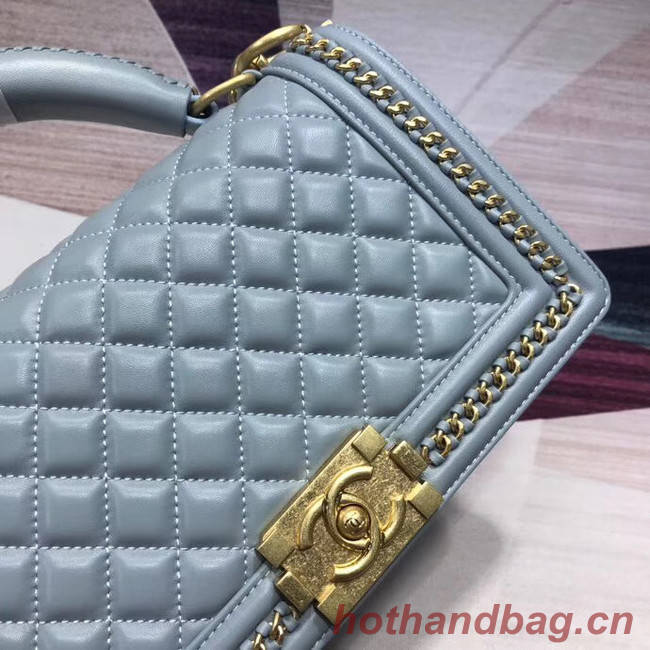 Chanel Leboy Original Calfskin leather Shoulder Bag H67086 light blue & gold -Tone Metal