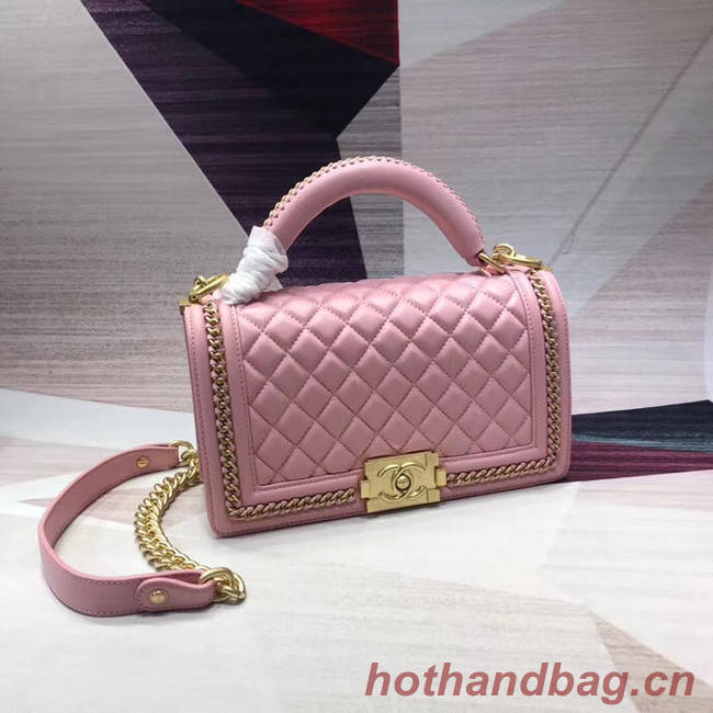 Chanel Leboy Original leather Shoulder Bag H67086 pink & gold -Tone Metal