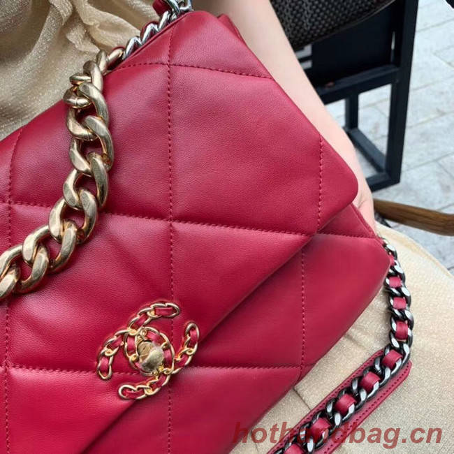 Chanel 19 flap bag AS1161 red