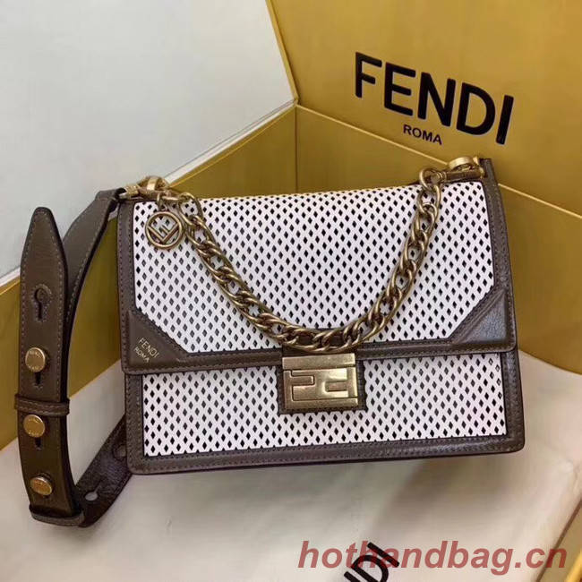 Fendi KAN U leather bag 8BT313 Khaki&white