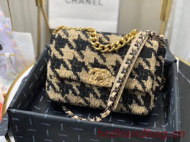 CHANEL 19 Flap Bag AS1160 Black&apricot