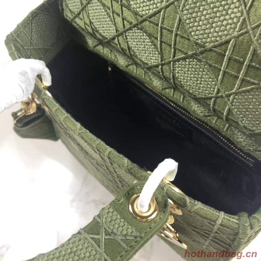 LADY DIOR TOTE BAG IN EMBROIDERED CANVAS C4532 Blackish green  