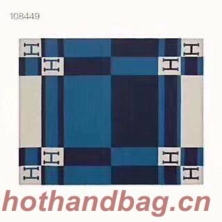 Hermes Lambswool & Cashmere Shawl & Blanket 71152 Navy