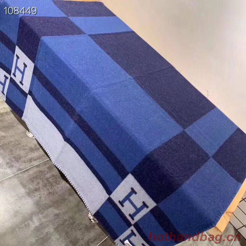 Hermes Lambswool & Cashmere Shawl & Blanket 71152 Navy Hermes Lambswool & Cashmere Shawl & Blanket 71152 Navy