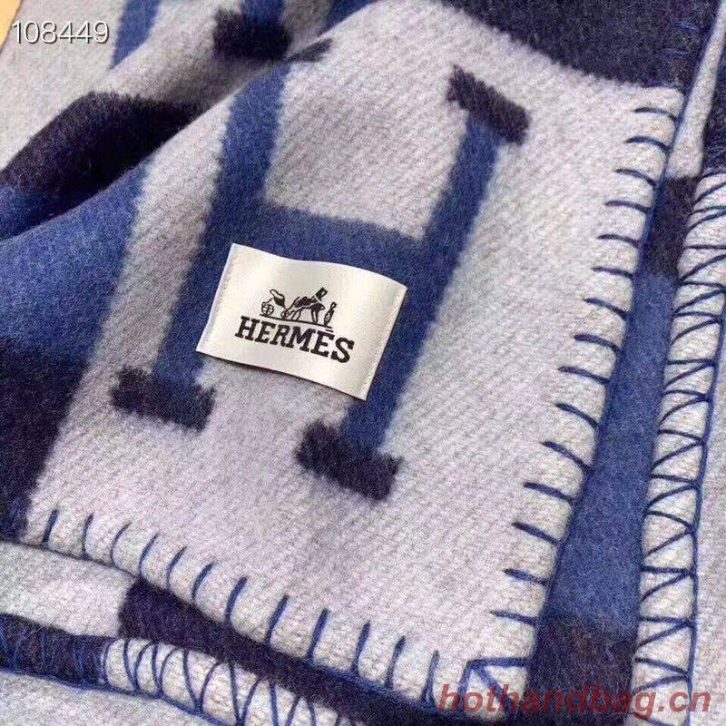 Hermes Lambswool & Cashmere Shawl & Blanket 71152 Navy Hermes Lambswool & Cashmere Shawl & Blanket 71152 Navy