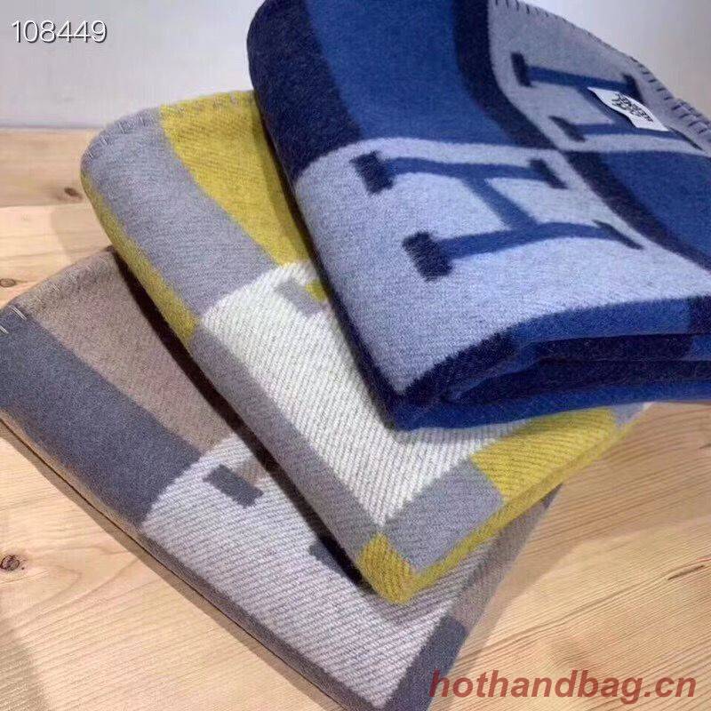 Hermes Lambswool & Cashmere Shawl & Blanket 71152 Navy Hermes Lambswool & Cashmere Shawl & Blanket 71152 Navy