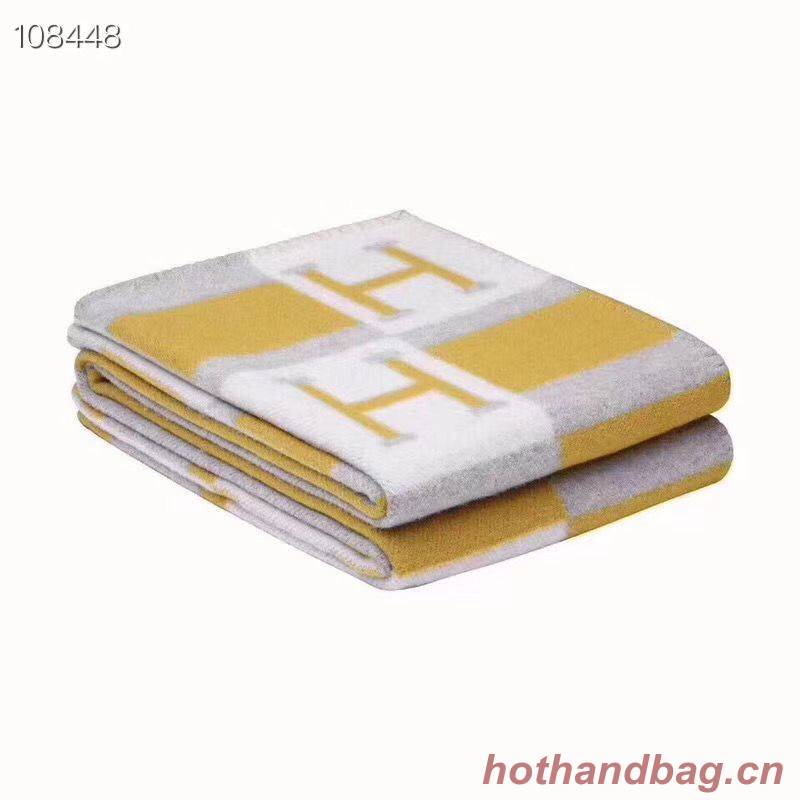 Hermes Lambswool & Cashmere Shawl & Blanket 71152 Yellow