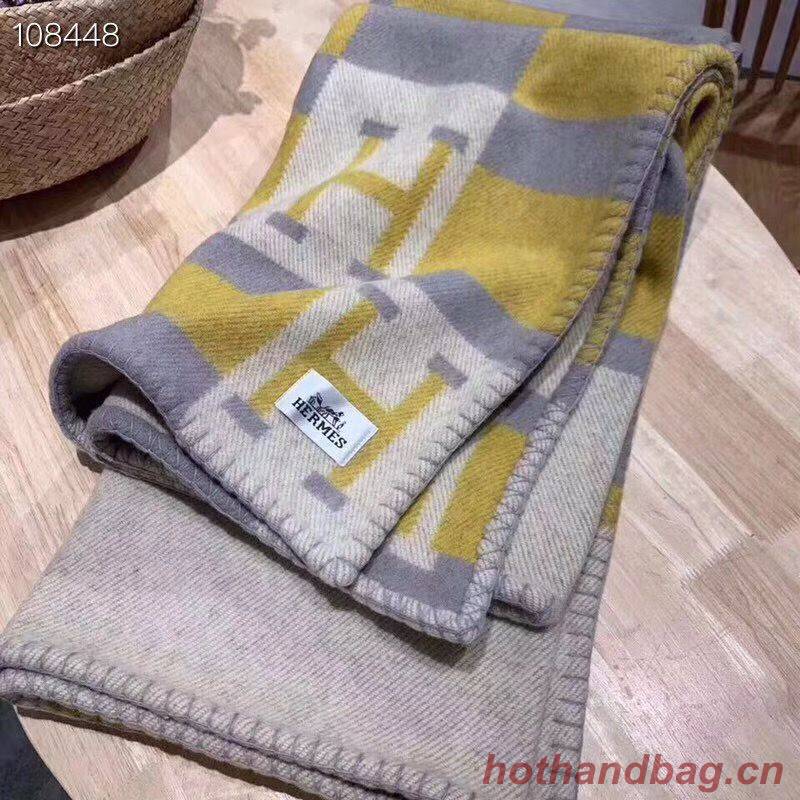 Hermes Lambswool & Cashmere Shawl & Blanket 71152 Yellow