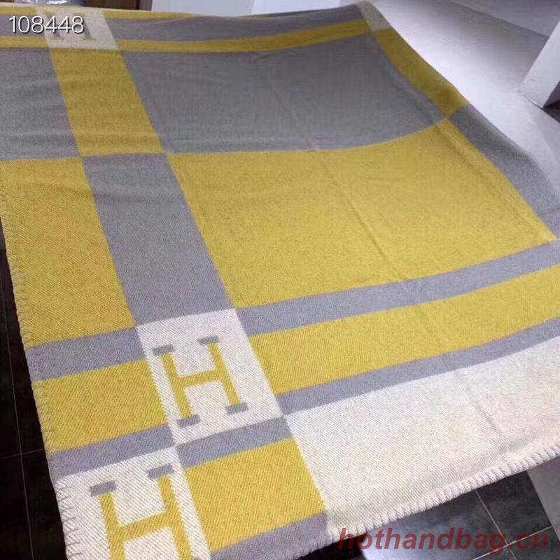 Hermes Lambswool & Cashmere Shawl & Blanket 71152 Yellow