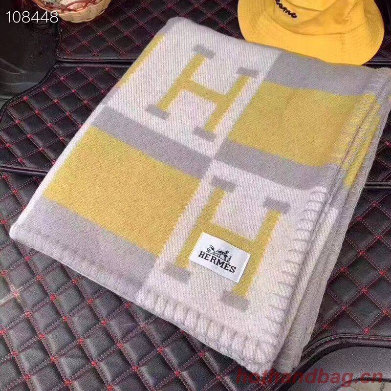 Hermes Lambswool & Cashmere Shawl & Blanket 71152 Yellow