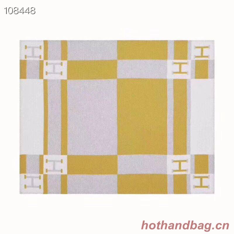 Hermes Lambswool & Cashmere Shawl & Blanket 71152 Yellow