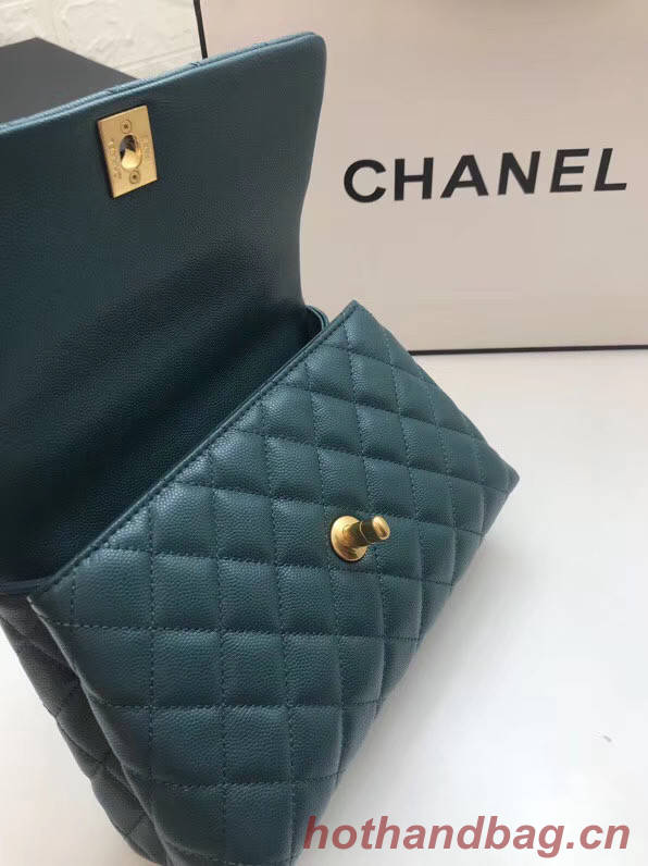 Chanel Small Flap Bag with Red Top Handle A92990 blue