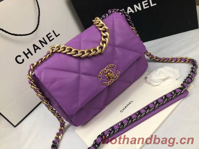 CHANEL 19 Flap Bag AS1160 purple