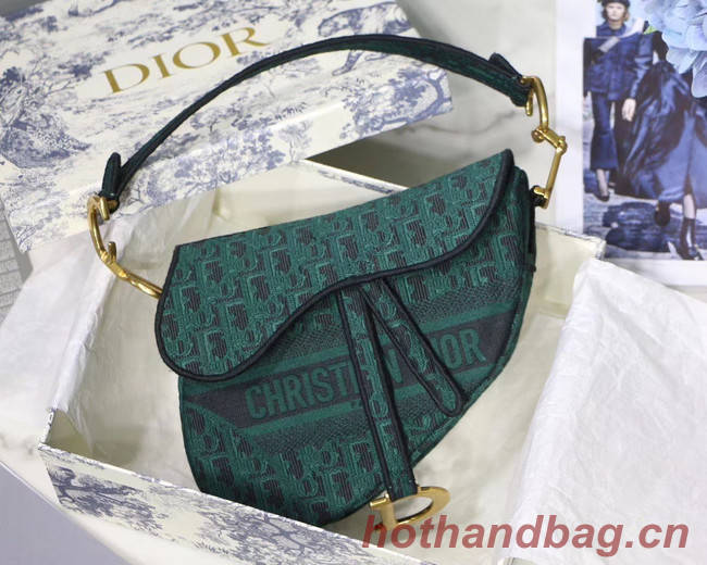 Dior SADDLE DENIM CANVAS BAG M928 green