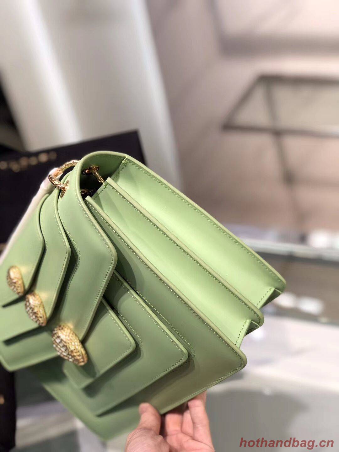 BVLGARI Serpenti Forever leather shoulder bag B288620 green