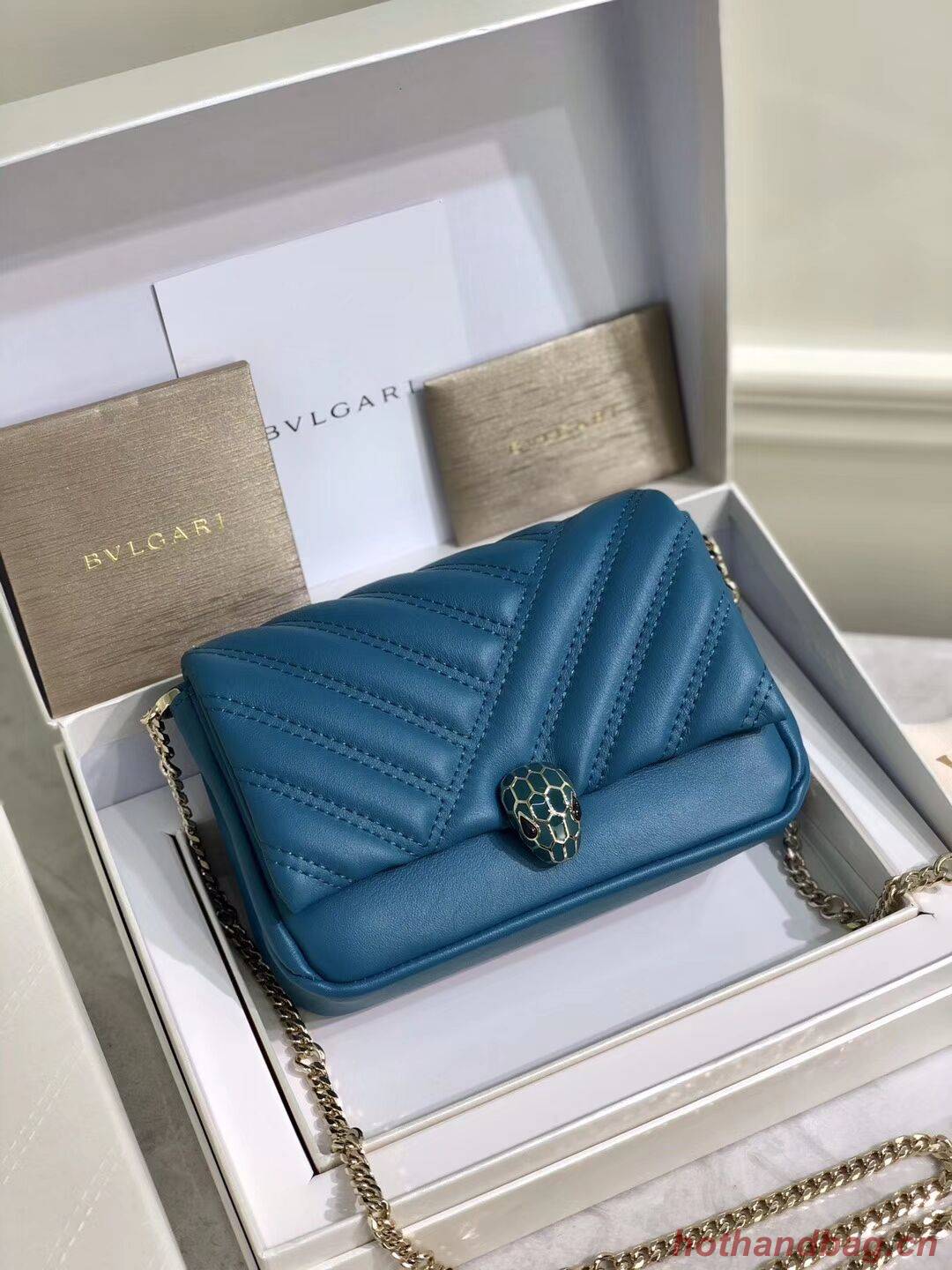 BVLGARI Shoulder Bag Calfskin Leather B288760 blue