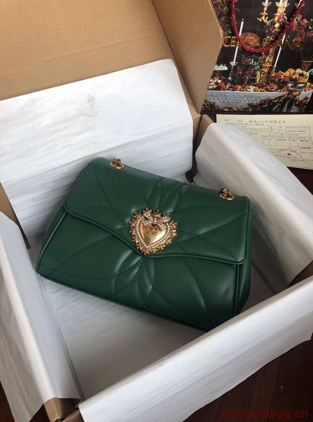 Dolce & Gabbana Origianl Leather Bag 4919 green