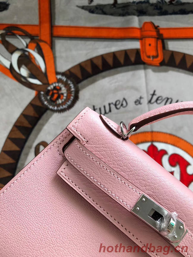 Hermes original mini Kelly chevre mysore K19CM pink&silver Metal