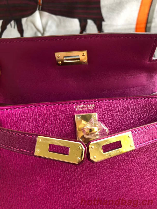 Hermes original mini Kelly chevre mysore K19CM rose&Gold Metal