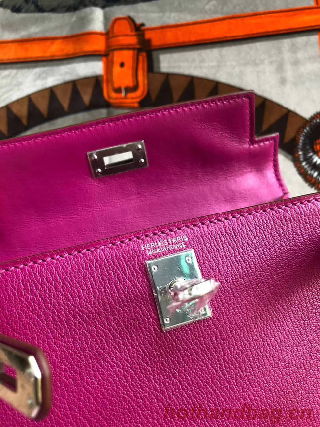 Hermes original mini Kelly chevre mysore K19CM rose&silver Metal