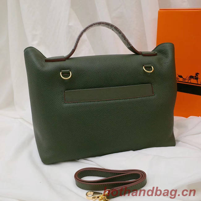 Hermes Kelly togo Leather Tote Bag H2424 Blackish green