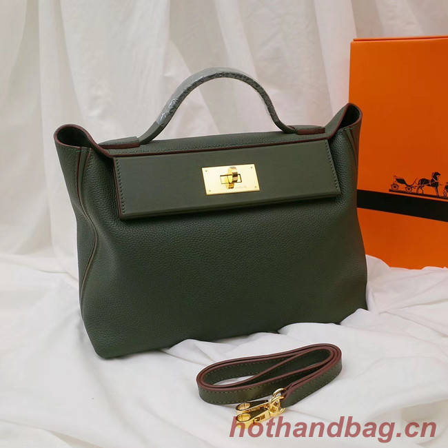 Hermes Kelly togo Leather Tote Bag H2424 Blackish green