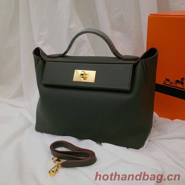 Hermes Kelly togo Leather Tote Bag H2424 Blackish green