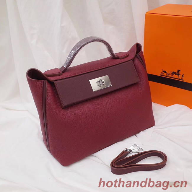 Hermes Kelly togo Leather Tote Bag H2424 Burgundy