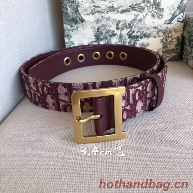 Dior Wide leather belt with 34 mm D4262 Burgundy