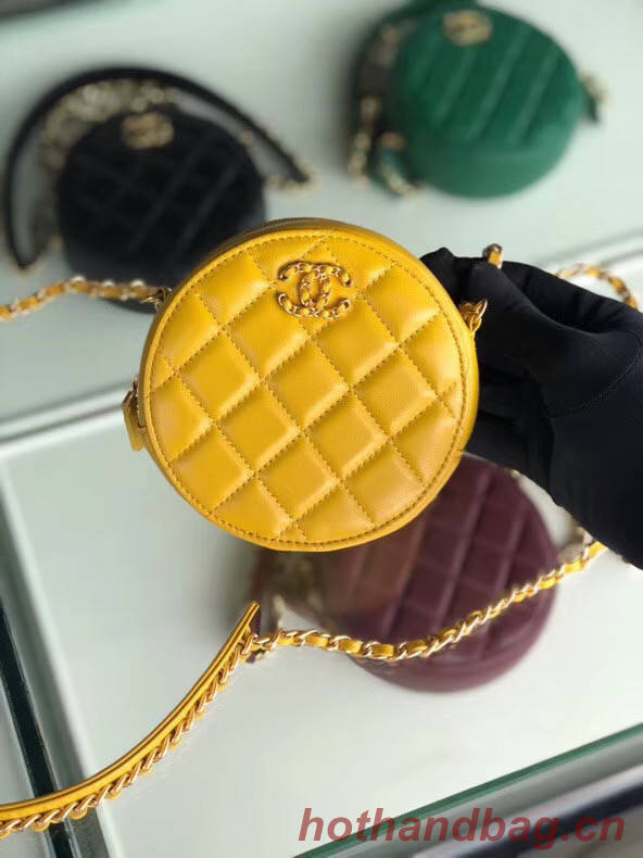 CHANEL Sheepskin Chain packet A0725 yellow