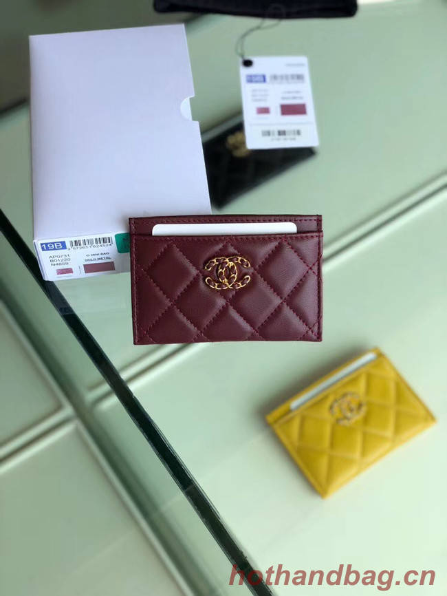 Chanel 19 Card sleeve AP0731 Burgundy