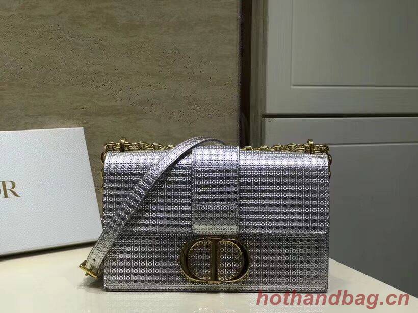 Dior 30 MONTAIGNE SMOOTH CALFSKIN FLAP BAG C9230 silvery