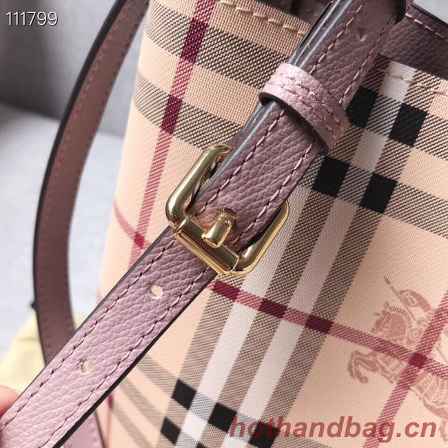 BURBERRY Banner small vintage check and leather tote Bag 1581 pink