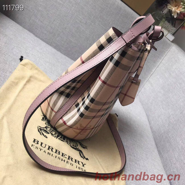 BURBERRY Banner small vintage check and leather tote Bag 1581 pink