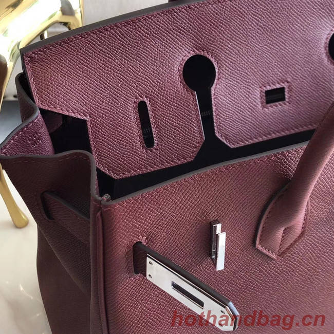 Hermes original Epsom Leather HB35O Burgundy&silver Metal