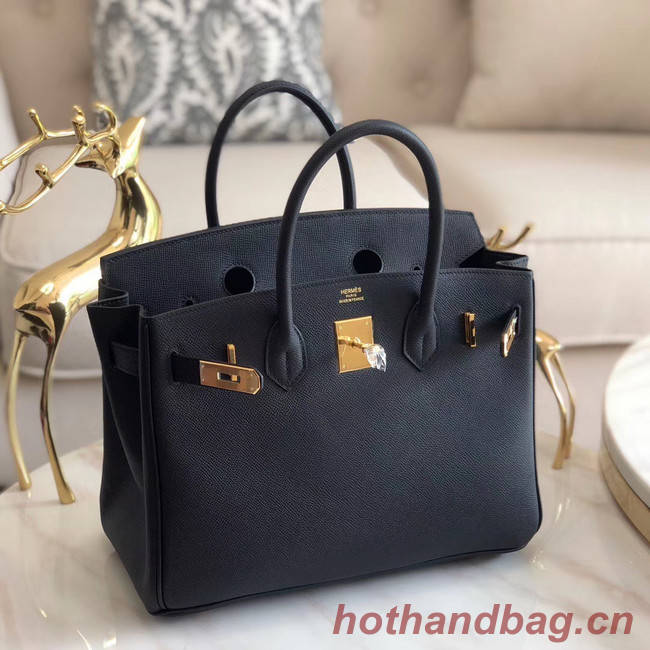 Hermes original Epsom Leather HB35O black&gold Metal