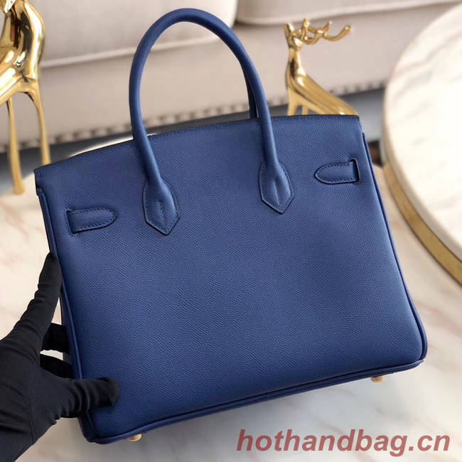 Hermes original Epsom Leather HB35O blue&gold Metal